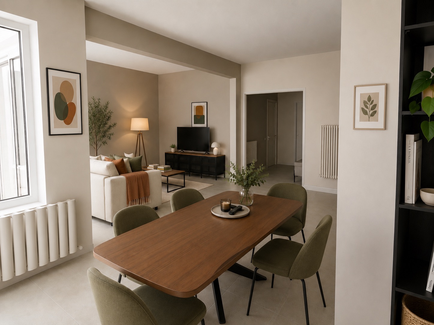 Salon et salle à manger de l'appartement